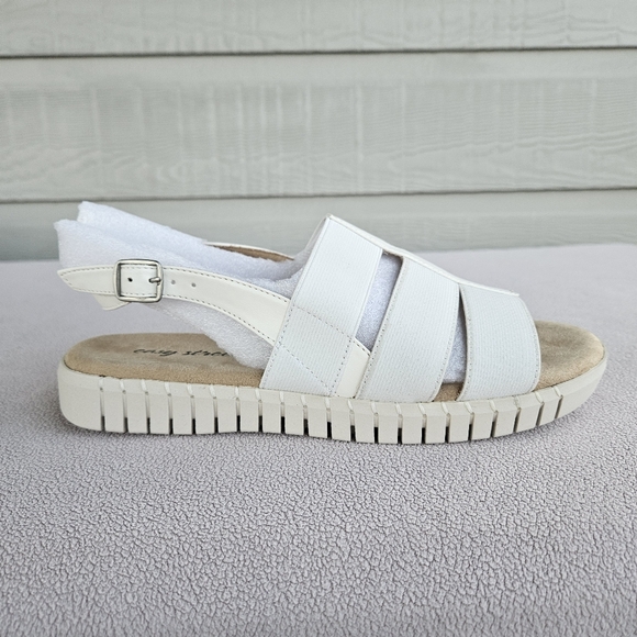 Easy Street Magge Sandals Women SZ 8 White Comfort Slingback Buckle Boho - Picture 2 of 11